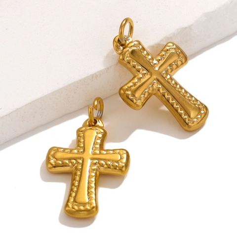 Colgantes De Cruz Acero Inoxidable Pulido Espejo Borde Perlado Para DIY Collar Pulsera Fabricación De Joyas Dijes Religiosos