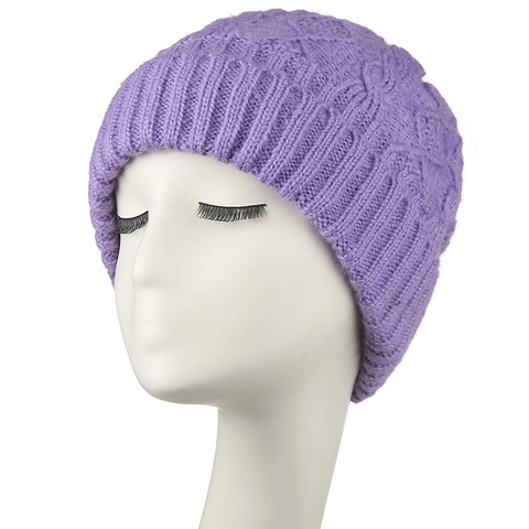 Women Winter Beanie Hat Cable Knit Acrylic Fleece Lined Warm Slouchy Skull Cap Windproof Outdoor Ear Protection Soft