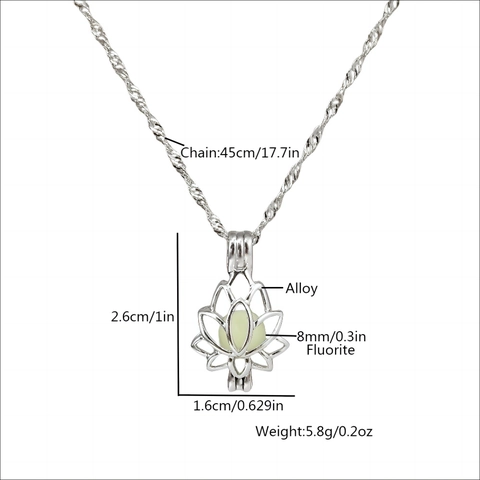 Lotusbloem Medaillon Hanger Ketting Legering Lichtgevende Fluoriet Glow In The Dark Yoga Meditatie Mode Sieraden Voor Dames