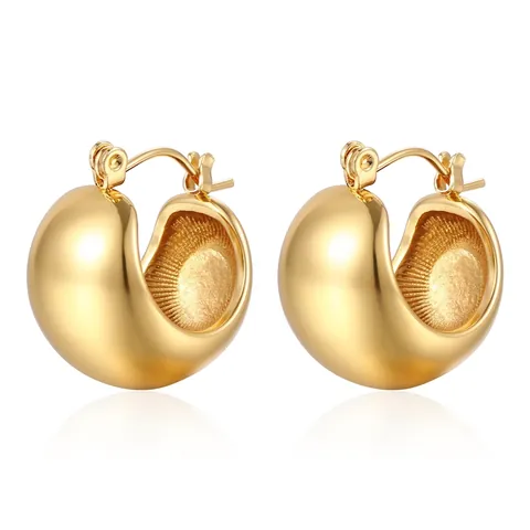 Orecchini A Cerchio In Acciaio Inossidabile Placcati Oro 18K Vintage Texturizzati Intrecciati Geometrici Per Donne