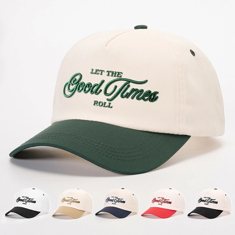 Berretto Da Baseball Retrò In Poliestere Con Ricamo E Blocchi Di Colore Cappello Da Sole Regolabile Stile Vintage