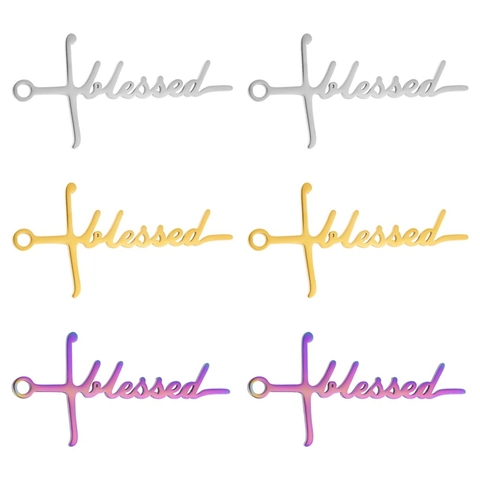 Colgantes De Cruz Con Palabras De Acero Inoxidable Fe Jesús Esperanza Charms Para Fabricación De Joyas Accesorios DIY Estilo Religioso Minimalista