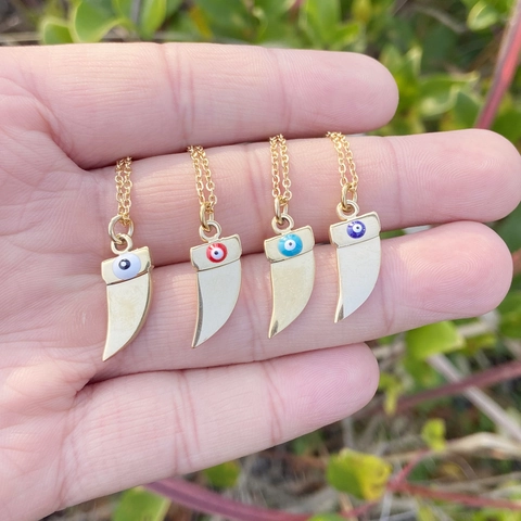 Evil Eye Crescent Horn Anhänger Halskette Edelstahl Emaille Tropföl Vergoldeter Persönlichkeitsschmuck Damen
