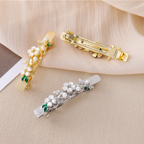 Molletta Per Capelli Elegante Fiore Farfalla Lega Smalto Foglia Perla Artificial Sintetica Retro Forcina Stile Cinese Donne
