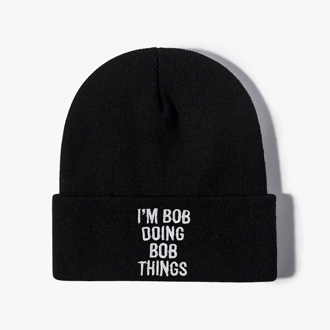Berretto Ricamato I'M BOB DOING BOB THINGS in Acrilico a Maglia per Uomo Donna Inverno Caldo Casual Cappello Versatile