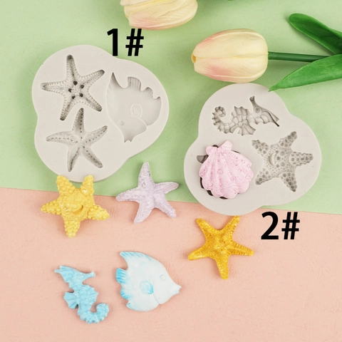 Stampo Silicone Tema Oceano Stella Marina Cavalluccio Marino Conchiglia Fondant Decorazione Torta Cioccolato DIY Strumento
