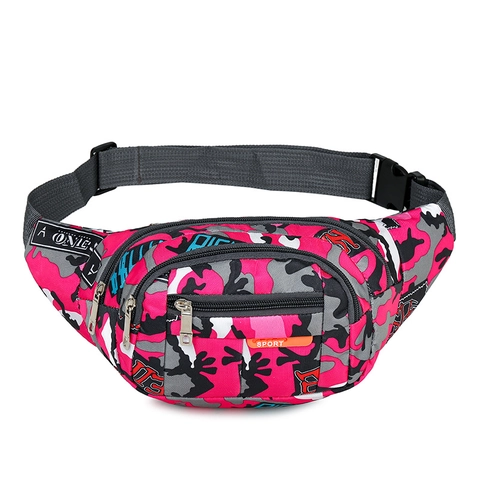 Camouflage Waist Bag Oxford Cloth Waterproof Multifunctional Outdoor Sport Graffiti Print Fanny Pack For Men Women