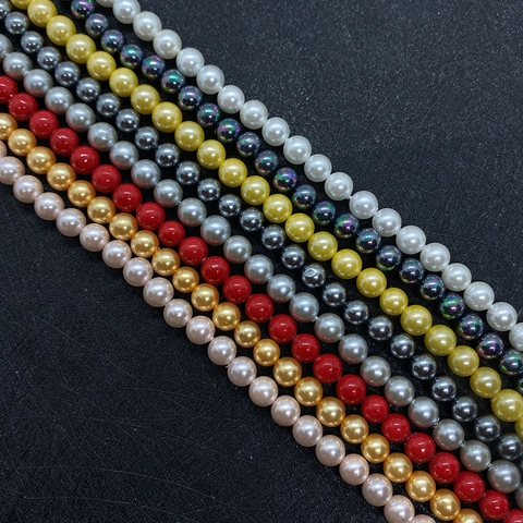 Round Glass Imitation Shell Artificial Pearl Loose Beads For DIY Jewelry Making Straight Hole Smooth Glossy Craft Accessories