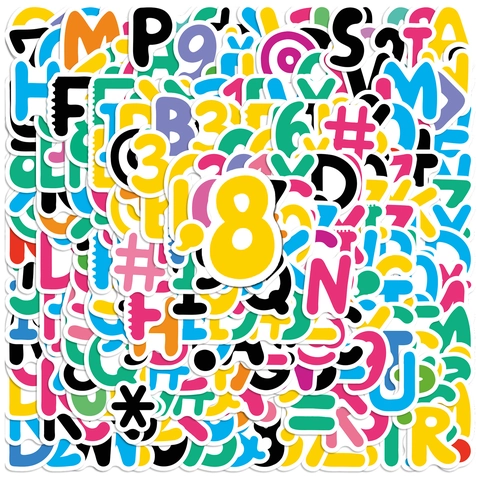 Regenbogen Alphabet Nummer Aufkleber Bunte Vinyl Wasserdicht Decals Für Wasserflasche Helm DIY Handwerk Scrapbooking Dekor