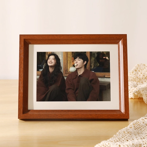 Minimalist Wood Grain Photo Frame Desktop Display Wall Hanging Picture Frame Modern Home Decor Rectangular