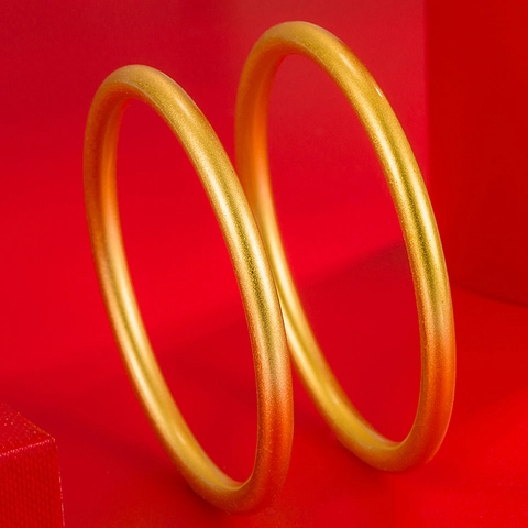 Ancient Style Copper Gold Plated Bangle Minimalist Matte Finish Plain Round Bangle For Women Classic Jewelry Gift