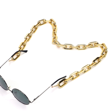 Catena Per Occhiali Oro Grossa Lucentezza Metallica Cordino Per Occhiali Da Sole Antiscivolo Anelli Silicone