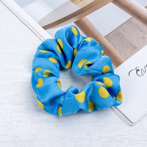 Polka Dot Large Hair Scrunchies Satin Fabric Elastic Hair Ties French Style Ponytail Holder For Women Girls