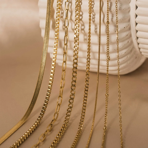 Minimalist Gold Plated Stainless Steel Necklace Snake Rope Paperclip Chain Layered Clavicle Trendy Jewelry For Women