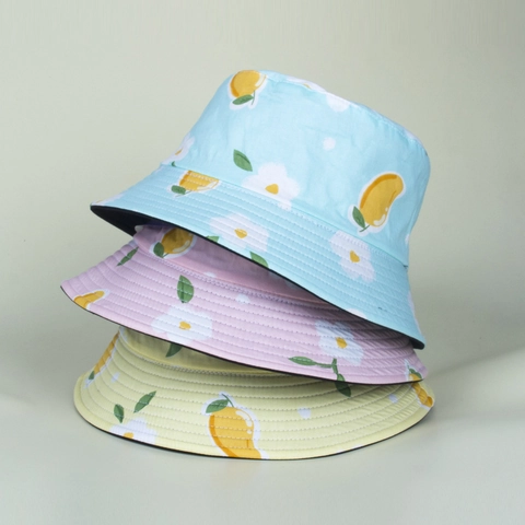 Cappello Alla Pescatora In Cotone Stampa Mango Fiori Protezione Solare Fresco Estivo Viaggio Sole