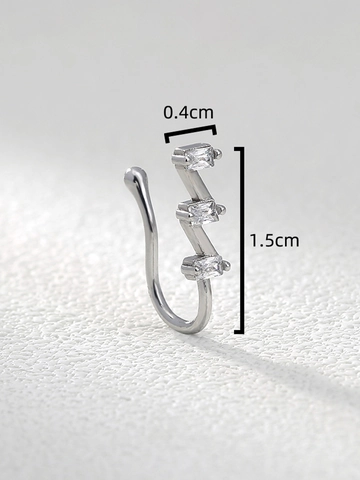 Tiny Zircon Nose Ring Non Piercing Clip On Geometric Jewelry Copper Silver Color Shiny Fashion Women