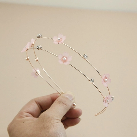 Cerchietto In Lega A Doppia Fila Con Decorazione Floreale Perla Artificial Sintetica E Strass Accessorio Per Capelli Elegante Da Donna