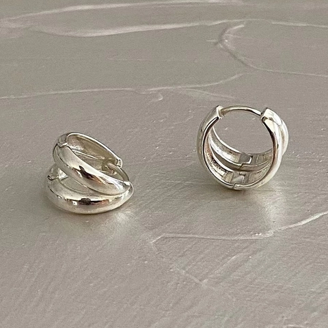 Orecchini a Cerchio Crossover Geometrici in Argento Sterling 925 Per Donna Placcati Oro Argento Gioielli Minimal
