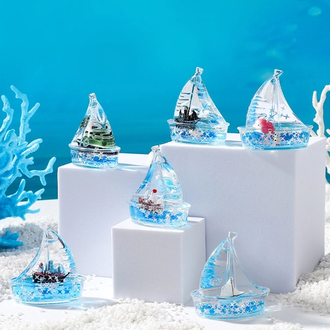 Unsinkable Ship Fluid Drift Bottle Desktop Ornament Acrylic Liquid Nautical Wave Decoration Stress Relief Toy Office Home