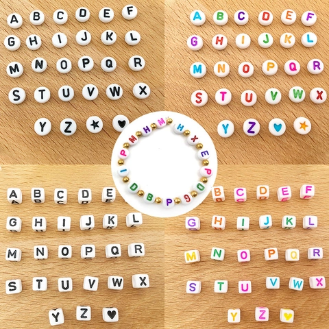 Acrylic Alphabet Letter Beads Round Flat Square Cube Spacer For DIY Bracelet Jewelry Making Handcraft Accessories