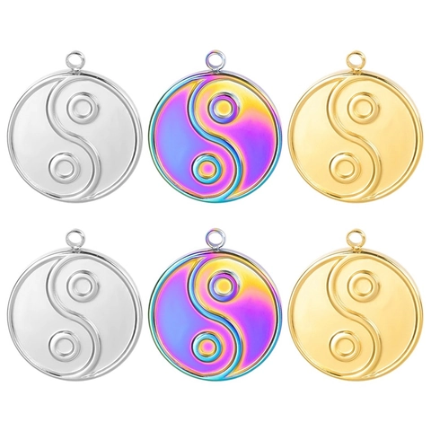 Yin Yang Tai Chi Pendant Necklace 304 Stainless Steel 18K Gold Plated Zen Taoism Jewelry Women Men Unisex Minimalist Accessory