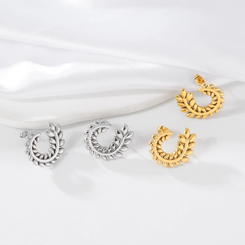 Wheat Ear Hoop Earrings 316 Stainless Steel Exquisite Ethnic Style Vintage Gold Silver Plated Elegant Women Accessory