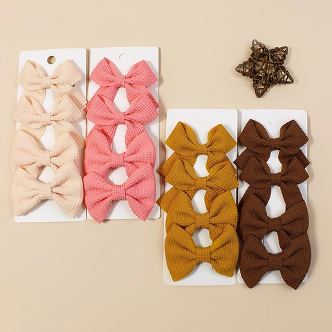 Handmade Waffle Fabric Bow Hair Clips For Kids Girls Polyester Rib Ribbon Swallowtail Bowknot Hairpins Accessories