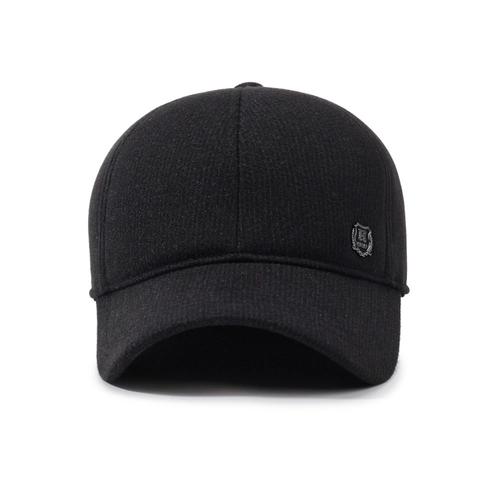 Men Winter Baseball Cap With Earflaps Woolen Warm Windproof Thickened Outdoor Adjustable Dad Hat Metal Badge