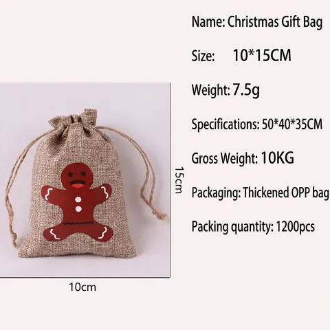 Weihnachts Geschenktüten Jute Leinen Kordelzug Beutel Feiertag Party Deko Süßigkeiten Lagerung Wiederverwendbar
