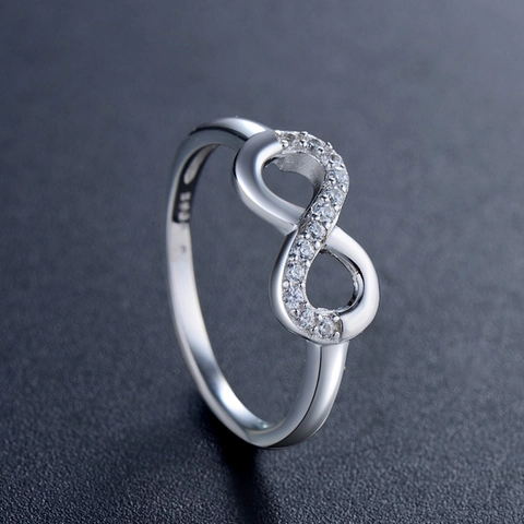 Unendlichkeitssymbol Ring 925 Sterlingsilber Funkelnde Zirkonia Eleganter Band Feiner Schmuck Für Frauen