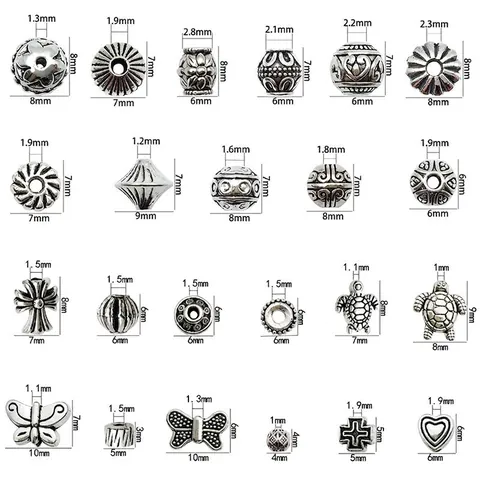 Antiksilber Zinklegierung Abstandsperlen Vintage Tibetischer Stil Für DIY Schmuckherstellung Halsketten Herz Kreuz Schmetterling