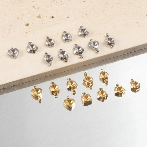 Basi Per Pendenti In Acciaio Inossidabile 304 Lucidato A Specchio Forma Cuore Stella Per Creazione Gioielli DIY Connettori