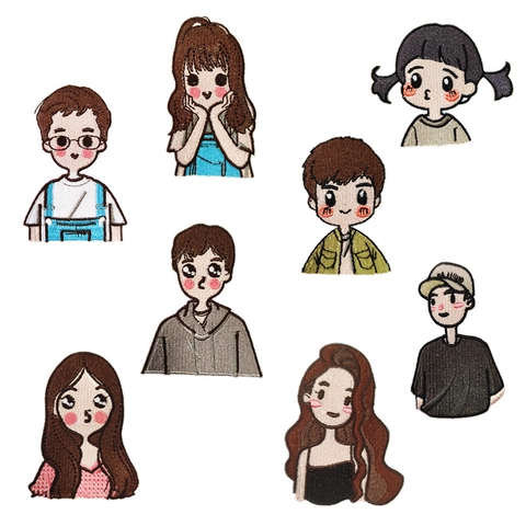 Toppe Ricamate Autoadesive Personaggi Chibi Cartoni Animati Decorative Per Abbigliamento Giacche Zaini Applicazione
