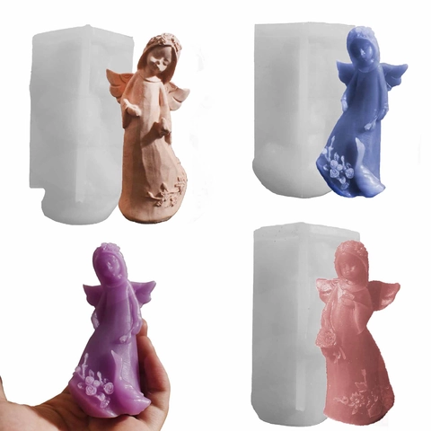 Angel Girl Garland Silicone Mold For DIY Aromatherapy Candle Plaster Ornament Relief Wings Craft Decor