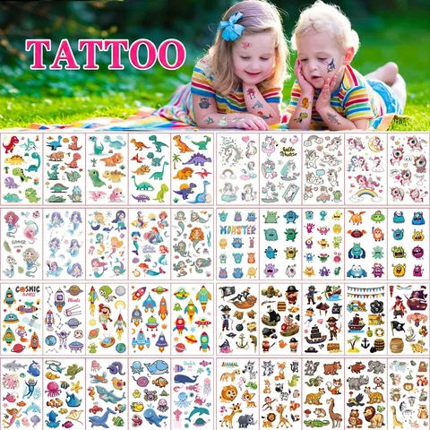 Kinder Temporäre Tattoo Aufkleber Wasserdicht Cartoon Tier Dinosaurier Einhorn Muster Für Geburtstag Party Body Art