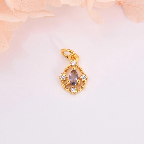Mini Pendentif Goutte D'eau Cuivre Micro Pavé Zircone Coloré Accessoire De Fabrication Bijoux DIY Élégant Vintage