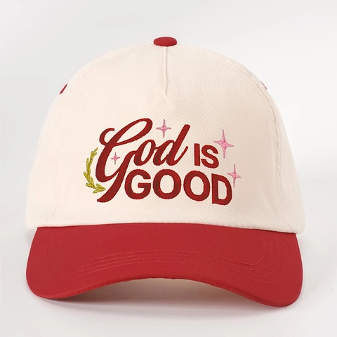 Cappello Da Baseball Poliestere Ricamato God Is Good Lettera Color Block Regolabile Retrò Parasole Visiera Curva Cappello