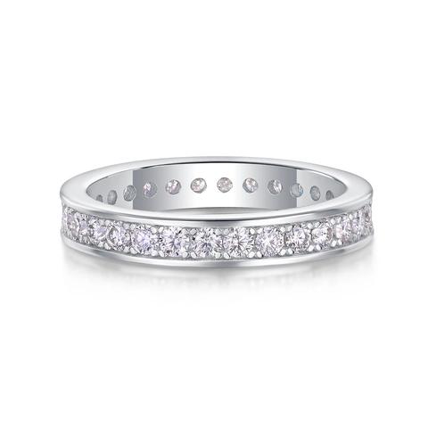 925 Sterlingsilber Moissanit Eternity Ring Für Damen Luxus Rundschliff Full Eternity Band Hochzeit Verlobung Schmuck