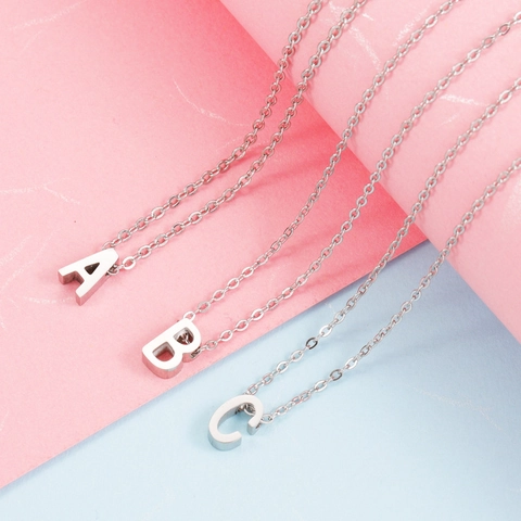Collana Con Pendente Lettera Iniziale Acciaio Inossidabile Lucidato A Specchio Alfabeto Gioielli Per Donna Uomo Minimalista