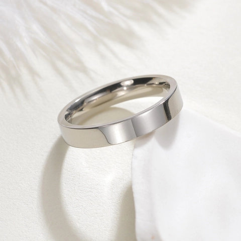Minimalist Band Ring Stainless Steel High Polished Mirror Finish Smooth Surface Fashion Jewelry For Unisex Couples
