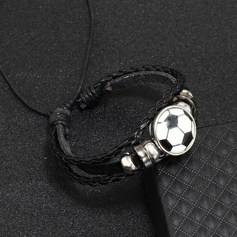 Leuchtendes Sportarmband Verstellbares Geflochtenes Rindsleder Wachskordel Armband Für Fußball Basketball Fans Geschenk