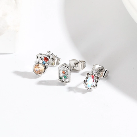 Cartoon Astronaut Girl Flower Stud Earrings Micro Pave Zircon Brass Gold Plated Fashion INS Style Jewelry Women