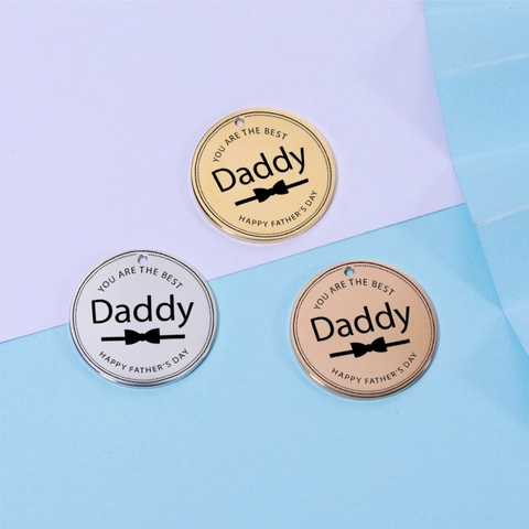 Pendente Tondo In Acciaio Inossidabile Charm Lucidato A Specchio Inciso Miglior Papà Regalo Festa Del Papà Per Uomini Gioielli DIY