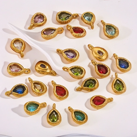 Wassertropfen Anhänger Edelstahl Kristall Facettierte Tropfen Charms Goldener Rand Für DIY Schmuckherstellung Halsketten