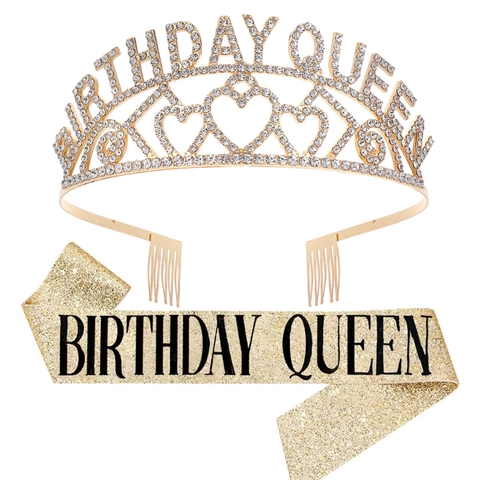 Corona Di Tiara In Strass Per Compleanno E Fascia Cerchietto A Cuore In Lega Per Decorazioni Per Feste Regalo