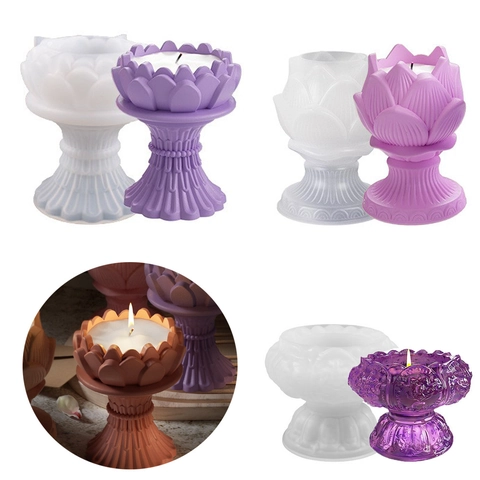 3D Lotus Flower Candle Holder Silicone Mold DIY Resin Casting Bud Pot Container Crafting Epoxy Resin Handmade