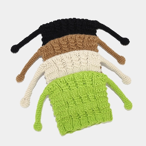 Süße Lustige Tentakel Strickmütze Für Damen Winter Warm Acryl Zopfmuster Ohrenschutz Zöpfe Bommel