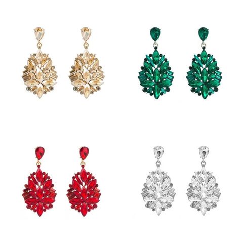 Elégantes Boucles D'oreilles Pendantes Fleurs En Alliage Avec Strass Cristal Pour Mariage Fête Bal Bijoux De Mode Femmes