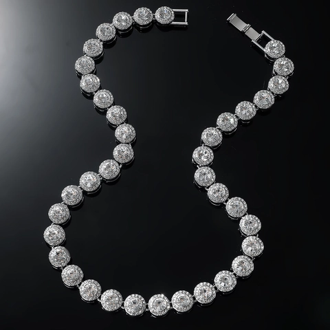 Collana Hip Hop Iced Out Da Uomo Oro Argento Tonda Strass Lega Metallo Gioielli Per Streetwear Festa Club Moda Catena