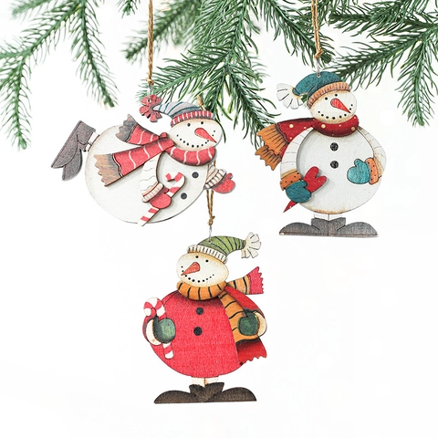 Decorazione Natalizia Da Appendere Pupazzo Di Neve In Legno Dipinto Stile Nordico Decoro Per Albero Con Corda Di Iuta